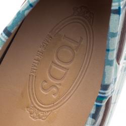 Pre Owned Tod's Abstract Print Leather Bow Loafers Size 42