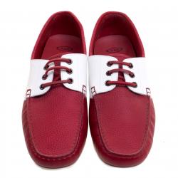 Pre Owned حذاء  تودز فور فيراري بوت جلد ثنائي اللون مقاس 42