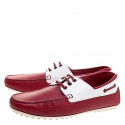 Pre Owned حذاء تودز فور فيراري بوت جلد ثنائي اللون مقاس 42