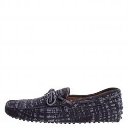 Pre Owned حذاء لوفرز تودز سويدي رصاصي بطباعة وفيونكة مقاس 43