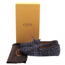 Pre Owned حذاء لوفرز تودز سويدي رصاصي بطباعة وفيونكة مقاس 43