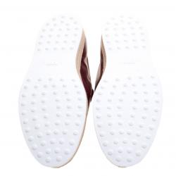 Pre Owned Tod's Burgundy Leather Espadrille Slip-On Sneakers Size 44.5