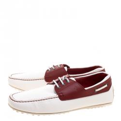 Pre Owned Tod's for Ferrari Two Tone Leather Boat Shoes Size 41.5