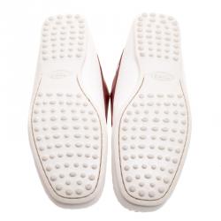 Pre Owned Tod's for Ferrari Two Tone Leather Boat Shoes Size 41.5