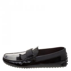 Pre Owned Tod's Black Patent Leather Loafers Size 39.5