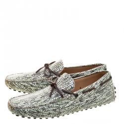 Pre Owned حذاء لوفرز تودز جلد أخضر طباعة تجريدية بفيونكة مقاس 42