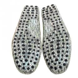 Pre Owned حذاء لوفرز تودز جلد أخضر طباعة تجريدية بفيونكة مقاس 42