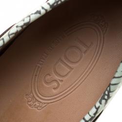 Pre Owned حذاء لوفرز تودز جلد أخضر طباعة تجريدية بفيونكة مقاس 42