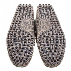 Pre Owned Tod's Beige and Grey Printed Leather Bow Loafers Size 42.5