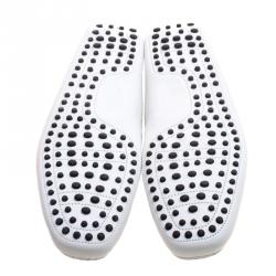 Pre Owned Tod's White Perforated Leather Loafers Size 42.5