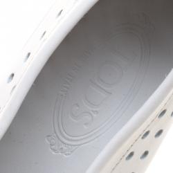 Pre Owned Tod's White Perforated Leather Loafers Size 42.5