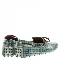 Pre Owned Tod's Abstract Print Leather Bow Loafers Size 43