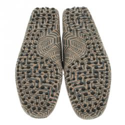 Pre Owned Tod's Beige and Grey Printed Leather Bow Loafers Size 43