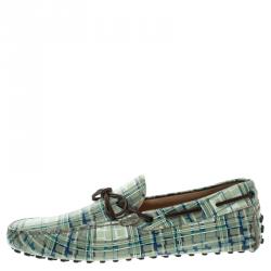 Pre Owned Tod's Abstract Print Leather Bow Loafers Size 42