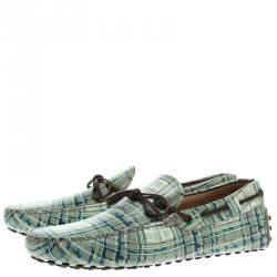 Pre Owned Tod's Abstract Print Leather Bow Loafers Size 42