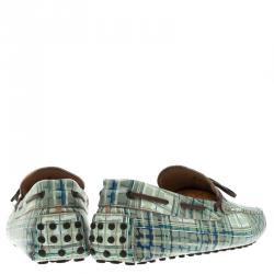 Pre Owned Tod's Abstract Print Leather Bow Loafers Size 42