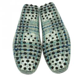 Pre Owned Tod's Abstract Print Leather Bow Loafers Size 42