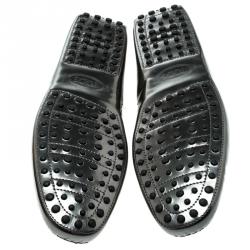 Pre Owned Tod's Metallic Grey Leather Macro Clamp Loafers Size 42.5