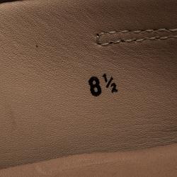 Pre Owned Tod's Metallic Grey Leather Macro Clamp Loafers Size 42.5