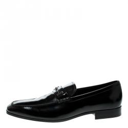 Pre Owned Tod's Black Leather Horsebit Loafers Size 46.5