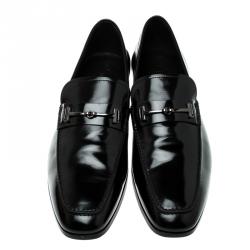 Pre Owned Tod's Black Leather Horsebit Loafers Size 46.5