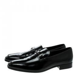 Pre Owned Tod's Black Leather Horsebit Loafers Size 46.5