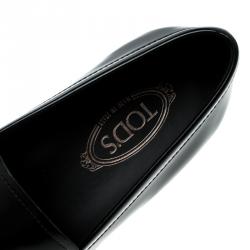 Pre Owned Tod's Black Leather Horsebit Loafers Size 46.5