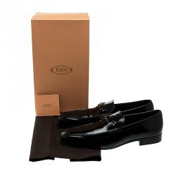 Pre Owned Tod's Black Leather Horsebit Loafers Size 46.5