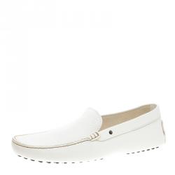 Pre Owned Tod's White Leather Loafers Size 44