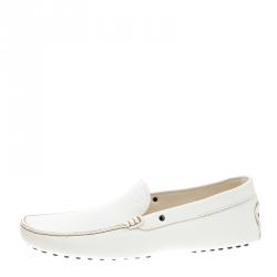 Pre Owned Tod's White Leather Loafers Size 44