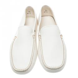 Pre Owned Tod's White Leather Loafers Size 44