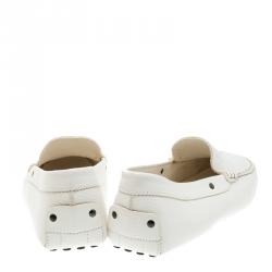 Pre Owned Tod's White Leather Loafers Size 44