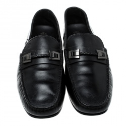 Pre Owned Tod's Black Leather Braid Bit Loafers Size 41