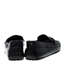 Pre Owned Tod's Black Leather Braid Bit Loafers Size 41