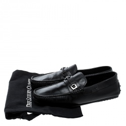 Pre Owned Tod's Black Leather Braid Bit Loafers Size 41