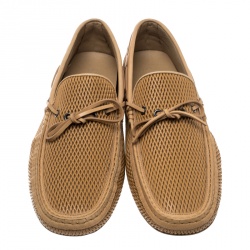 Pre Owned حذاء لوفرز تودز فيونكة جلد قصة ليزر ألماس بيج مقاس 42.5