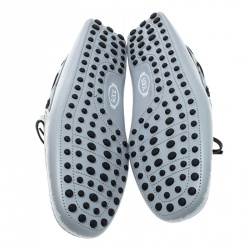 Pre Owned حذاء لوفرز تودز فيونكة طلاء سبلاش جلد رمادي مقاس 44.5