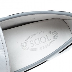 Pre Owned حذاء لوفرز تودز فيونكة طلاء سبلاش جلد رمادي مقاس 44.5