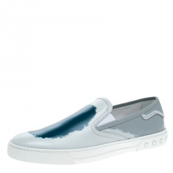 Pre Owned Tod's Grey Leather Paint Splotch Slip On Sneakers Size 44