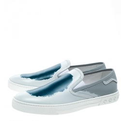 Pre Owned Tod's Grey Leather Paint Splotch Slip On Sneakers Size 44