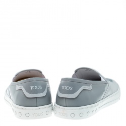 Pre Owned Tod's Grey Leather Paint Splotch Slip On Sneakers Size 44