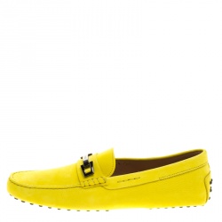 مملوكة مسبقًا Tod's Yellow Suede Macro Clamp Loafers Size 44.5