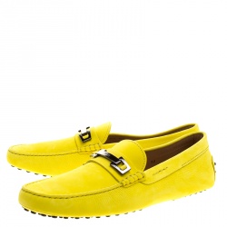 مملوكة مسبقًا Tod's Yellow Suede Macro Clamp Loafers Size 44.5