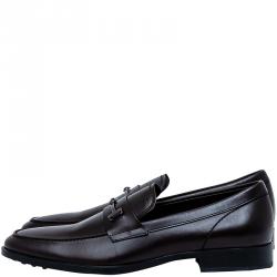 Pre Owned حذاء لوفرز تودز بيني جلد بني داكن مقاس 43