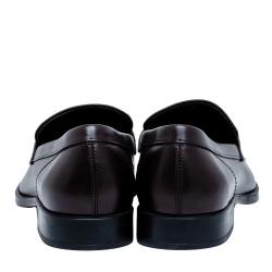 Pre Owned حذاء لوفرز تودز بيني جلد بني داكن مقاس 43