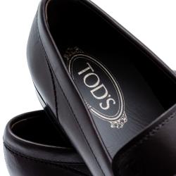 Pre Owned حذاء لوفرز تودز بيني جلد بني داكن مقاس 43