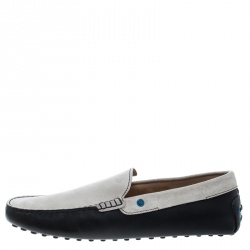 Pre Owned Tod's Two Tone Suede And Leather Eyelet Detail Loafers Size 42.5