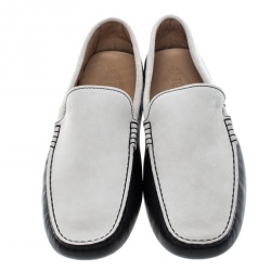 Pre Owned Tod's Two Tone Suede And Leather Eyelet Detail Loafers Size 42.5