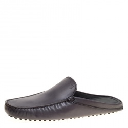 Tod's Grey Leather Sabot Loafer Slides Size 43