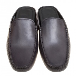 Tod's Grey Leather Sabot Loafer Slides Size 43